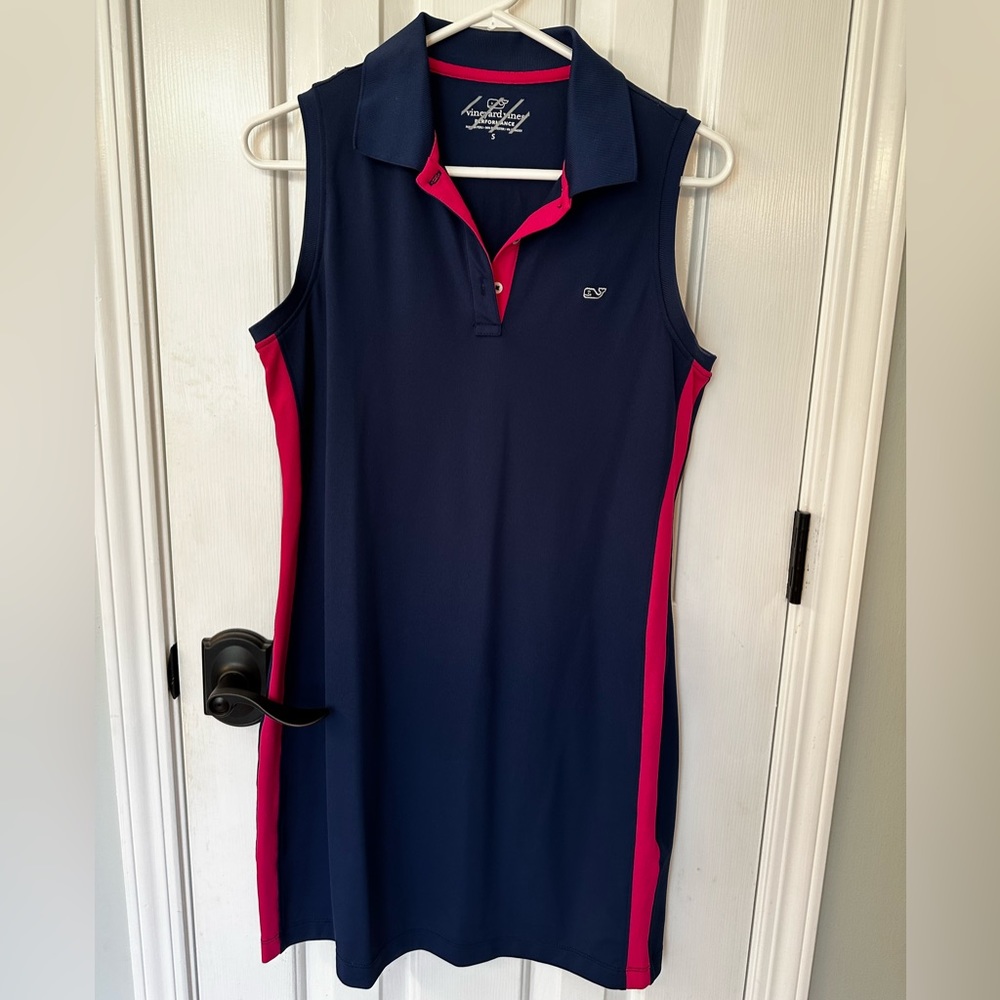 Vineyard Vines Performance Sleeveless Navy Pink Tennis Dress - Size Small